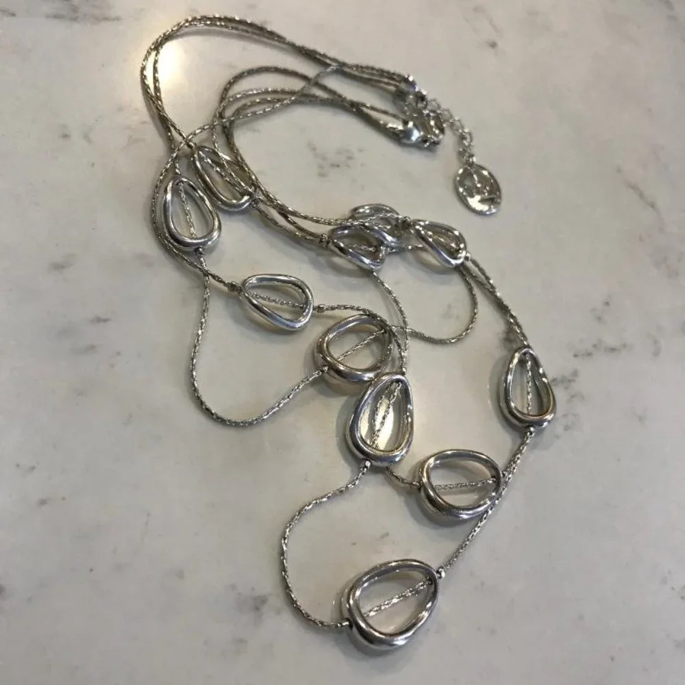 Crown Trifari Silver-Tone Triple Layer Necklace - Picture 9 of 9